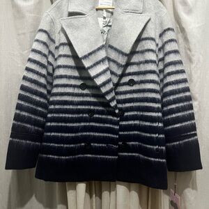 Avec Les Filles Gradient Striped Pea Coat